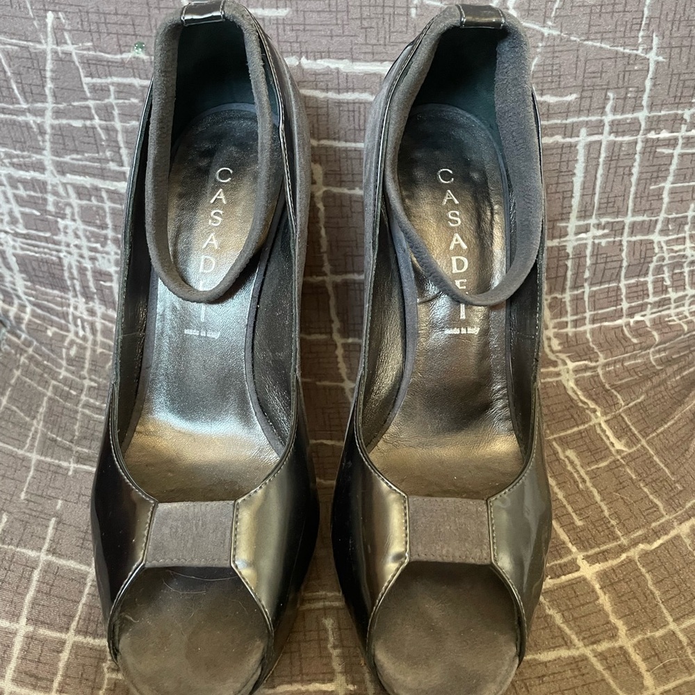 Casadei Black Peep-Toe Heels